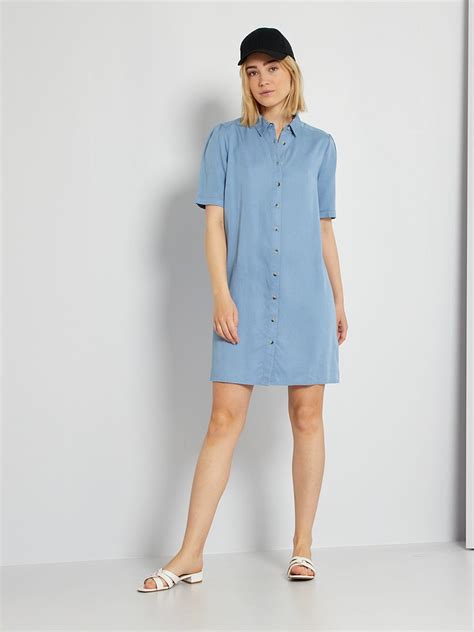 Robe Chemise En Lyocell Bleu Kiabi