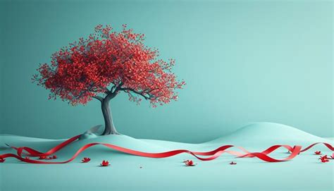 Premium Photo A D Minimalist Tree With Branches Adorned With Red And