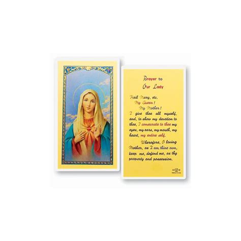 Prayer To Our Lady Immaculate Heart Mary Holy Card