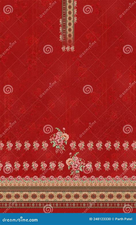 Suit Kurti Digital Design Motif Colorful Wallpaper Illustration