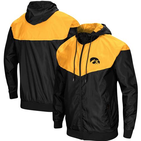 Mens Colosseum Black Iowa Hawkeyes Gallivanting Full Zip Wind Jacket