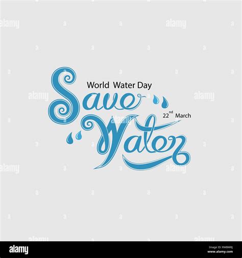 Blue Save Water Typographical Design Elements World Water Day Icon