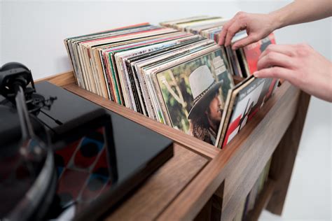 Unison Vinyl Record Storage Stand In Natural Walnut For Sale At