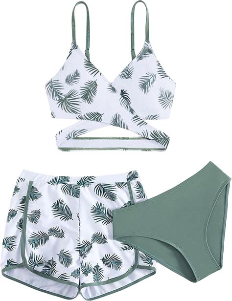 Amazon Cozyease Girls Piece Swimsuits Tropical Print Cute Bikini Set High Waisted