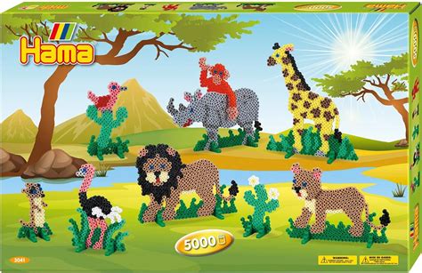 Hama Perlen 3041 Geschenk Set Safari Mit Ca 5 000 Bunten Midi