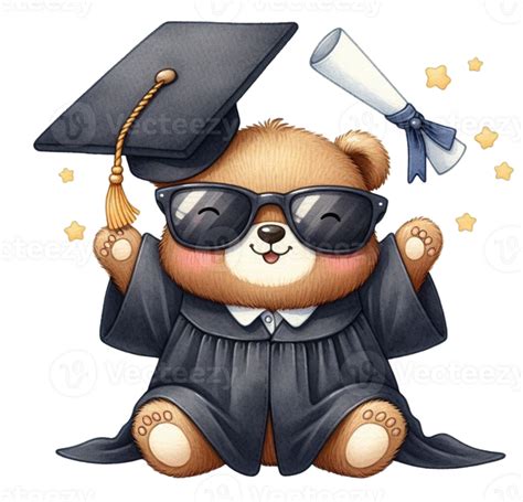 Aigenerated Bear Wearing Graduation Cap And Gown 43253240 Png