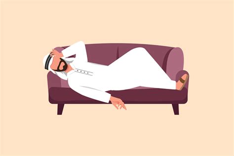 Business flat cartoon style drawing depressed Arab businessman tired ...