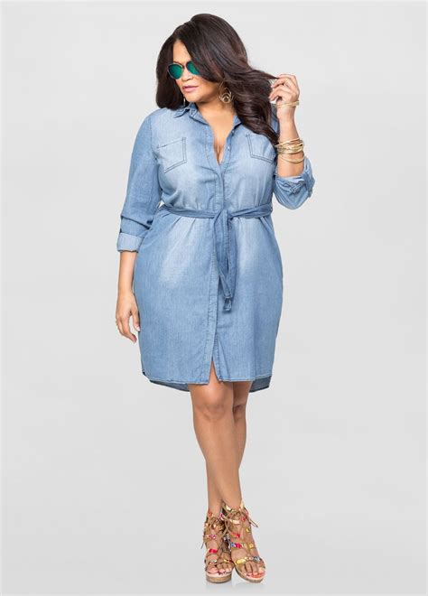 Denim Shirt Dress Plus Size Jeans Ashley Stewart Plus Size Fashion