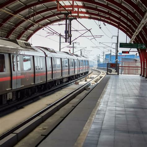 New Delhi India - October 09 2023 - Delhi Metro train arriving at ...