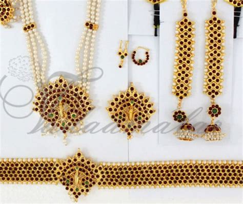 Pcs Full Kemp Stones South Indian Wedding Bridal Jewelry In Peacock