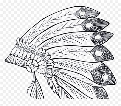 Native American Feather Headdress Drawing