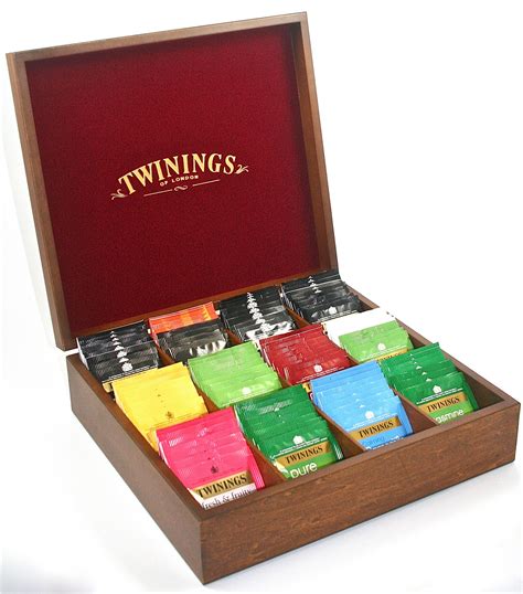 New Twinings Exclusive Compartment Large Wooden Tea Chest Caddy