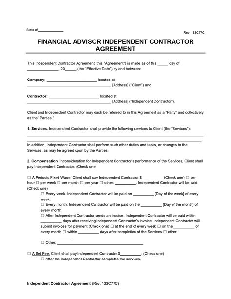 Free Financial Advisor Consultant Agreement Template PDF Word