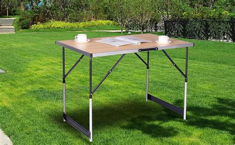 eSituro SCPT0001 Table de Jardin Pliable Hauteur Réglable 73 94cm