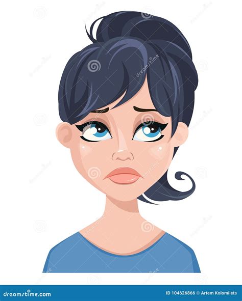 Expresión Facial De Una Mujer Triste Infeliz Ilustración del Vector