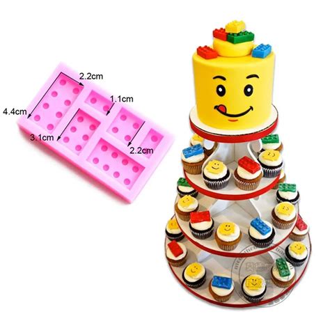 Kitchen DIY Creative DIY Fondant Silicone Mold Lego Cake Cake Mold