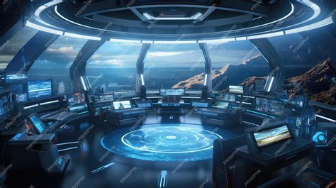 Premium Ai Image A Futuristic Hightech Control Room In A Space Station