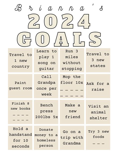 Customizable 2024 Bingo Goals Manifestation Tracker New Years