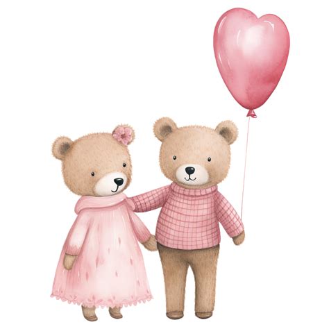 Ai Generated Romantic Teddy Bear Couple Cute Pink Clipart For