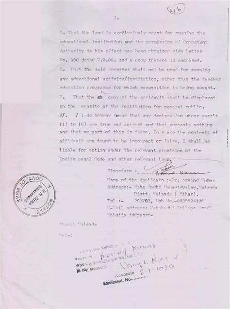 Land Affidavit Mahabodhi Mahavidyalaya Nalanda