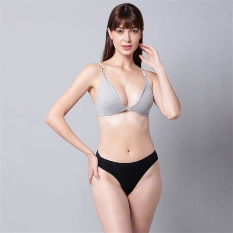 Buy PrettyCat Perfect Front Closure Padded Bra Panty Lingerie Set Grey