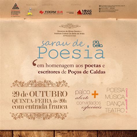 Instituto Cultural Companhia Bella De Artes Sarau De Poesia Da Cia