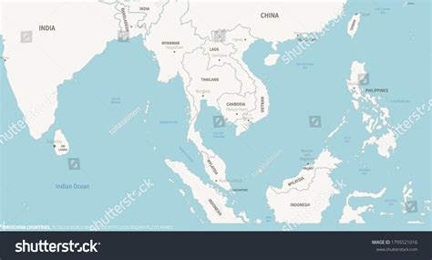 Indochina Countries Map Detailed World Map Stock Vector (Royalty Free ...