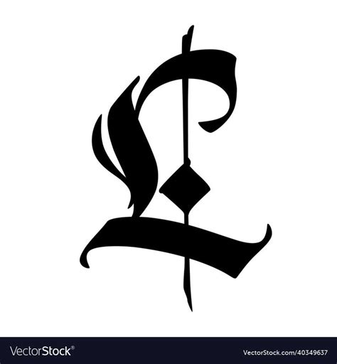 Letter l in the gothic style alphabet symbol vector image on VectorStock