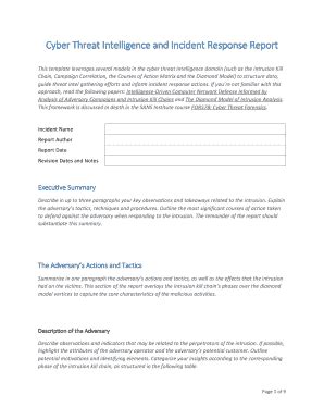 Fillable Online Cyber Threat Intelligence And Incident Response Report