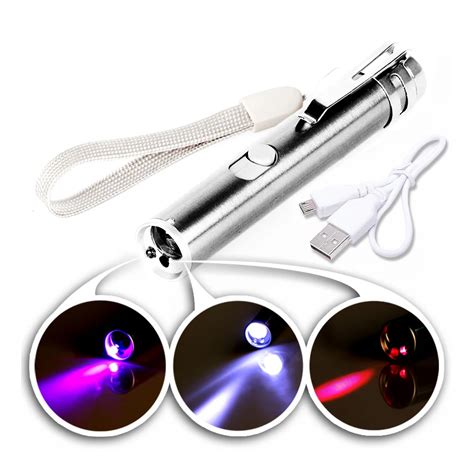 Portable Mini Led Flashlight Usb Rechargeable Torch Super Bright 3 In 1