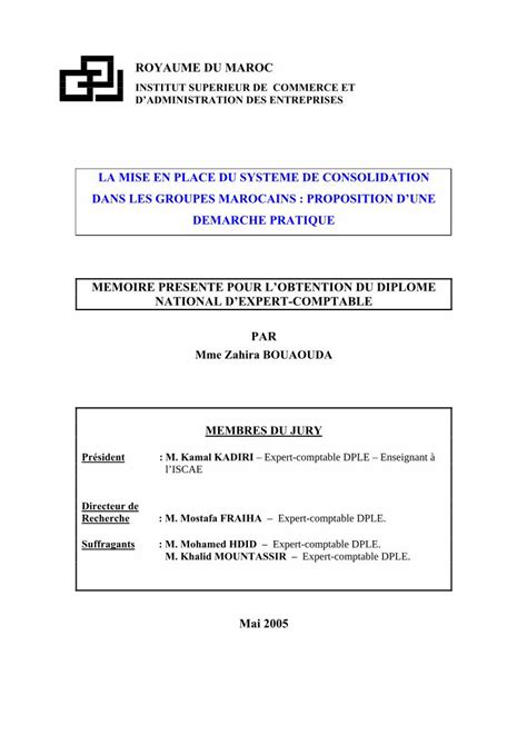 Pdf La Mise En Place Du Syst Me De Consolidation Dans Les Groupes