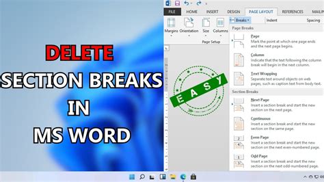 How To Delete Section Break In Word Microsoft Word Tutorial