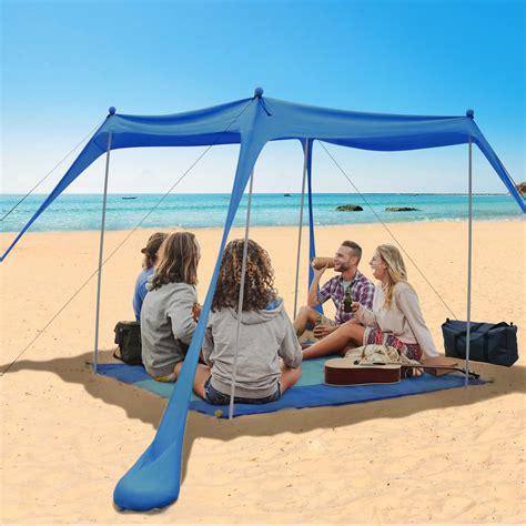 UNIMEIX Beach Canopy Sun Shelter With Beach Blanket And Carry Bag UPF