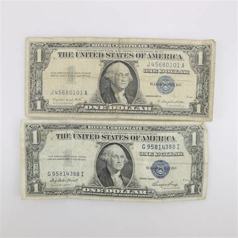 1935e And 1957a Us One Dollar Silver Certificate 2 Pieces Property Room