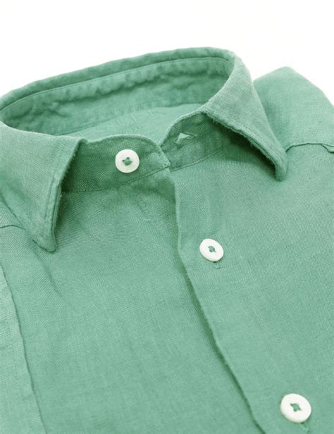 Camisa Lino Jaretas Verde Claro