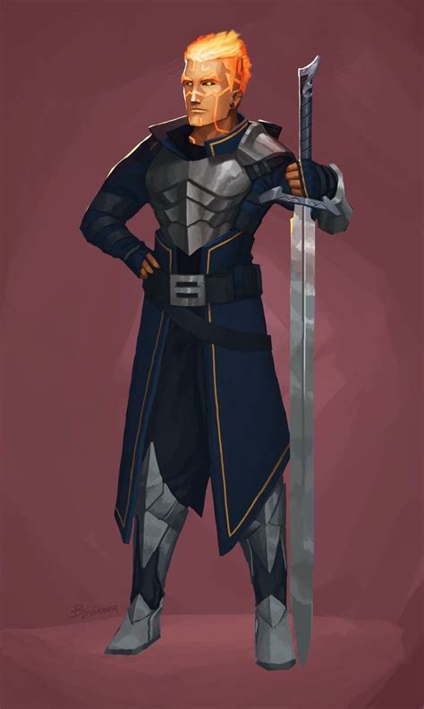 Male Fire Genasi Paladin Fighter Fantasy Character Design Dnd