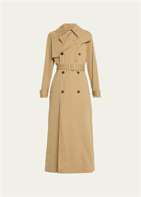 Loewe Long Double Breasted Trench Coat In Natural Lyst