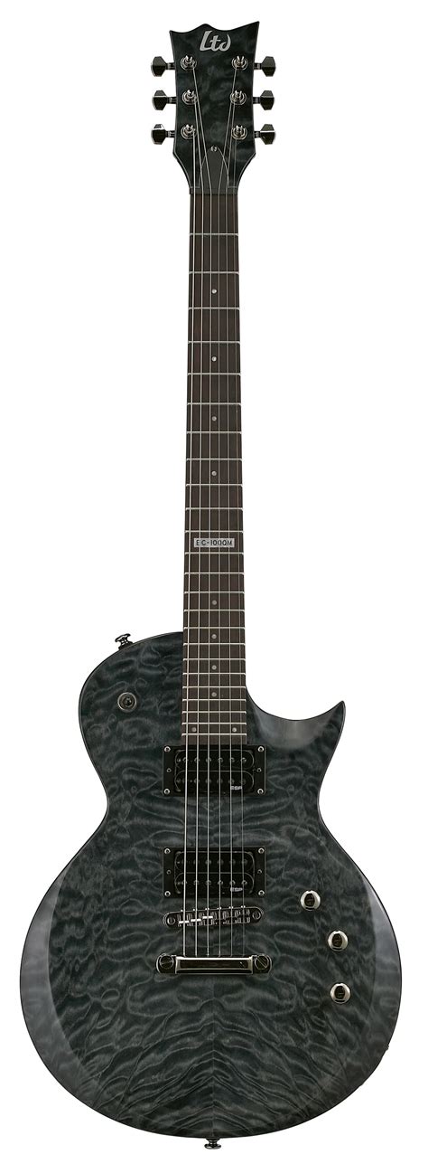 Esp Ltd Ec Series Ec 100qm Quilted Maple 6 String Rosewood Fingerboard See Through Black