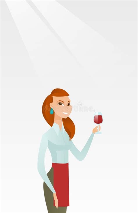 Camarera Que Sostiene Un Vidrio De Vino Disponible Ilustraci N Del