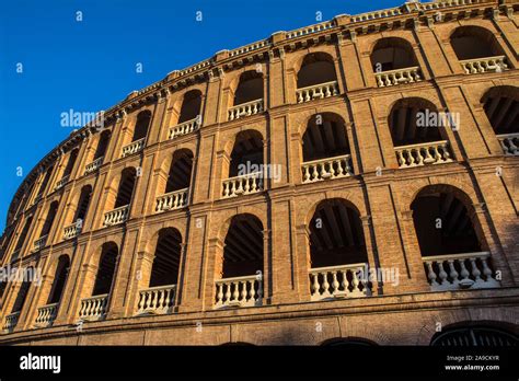 A View Of The Exterior Of The Bullring Of Valencia Also Known As The