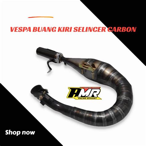 Knalpot Vespa Buang Kiri Px Excel Exclusive Cc Karbon Harian Porting