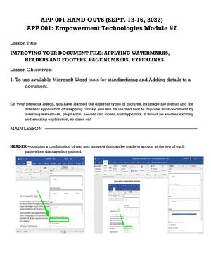 App Module Hand Outs App Empowerment Technologies Module