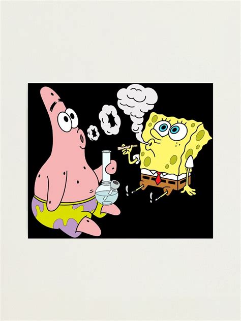 Spongebob And Patrick Smoking Weed Cannabis Cartoon Art Photographic