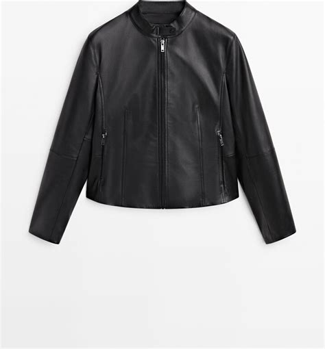 Massimo Dutti Black Nappa Leather Jacket ShopStyle