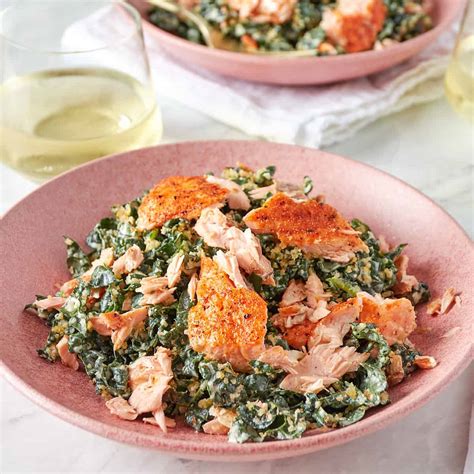 Kale Caesar Salad With Salmon Casual Epicure