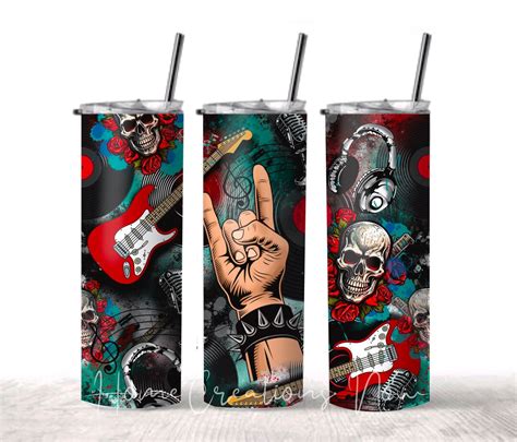 Rock and Roll Tumbler Wrap, Rock Tumbler Png, Music Tumbler Png, 20oz ...