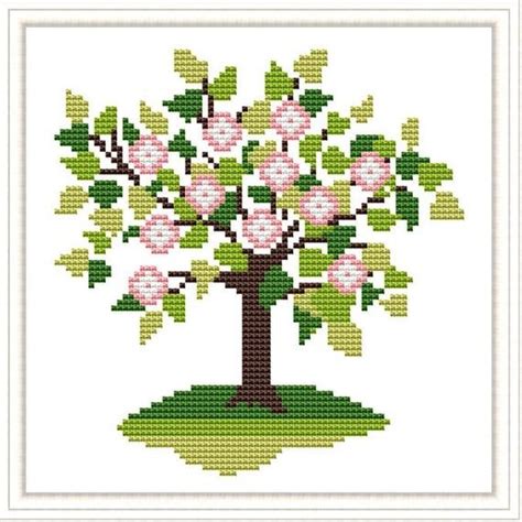 Season Tree Cross Stitch Pattern Modern Spring Summer Autumn Etsy