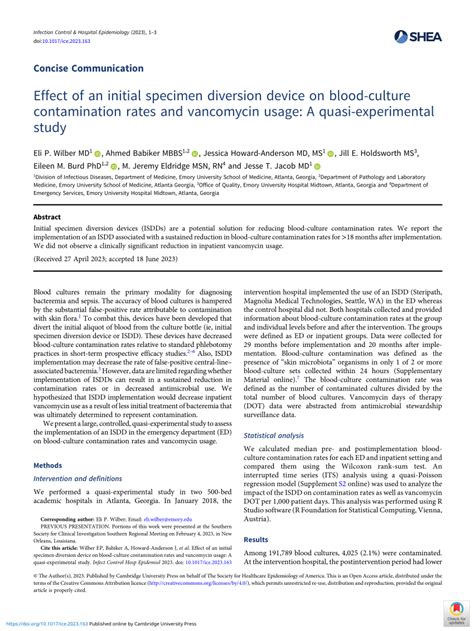 Pdf Effect Of An Initial Specimen Diversion Device On Blood Culture