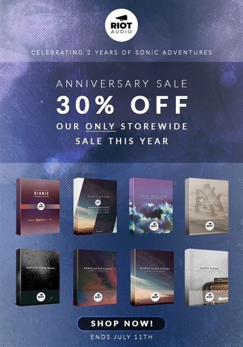 Riot Audio Announces 30 Off Anniversary Sale Sample Library Review