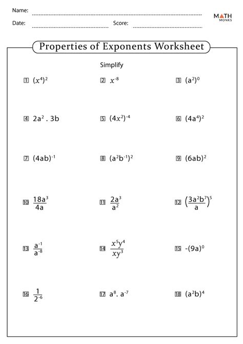 Exponents Worksheets With Answer Key Worksheets Library